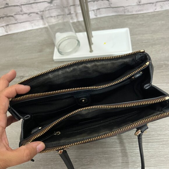 COACH Brown/Black Signature Coated Canvas Leather Mini Christie Carryall F36718 - Picture 3 of 10